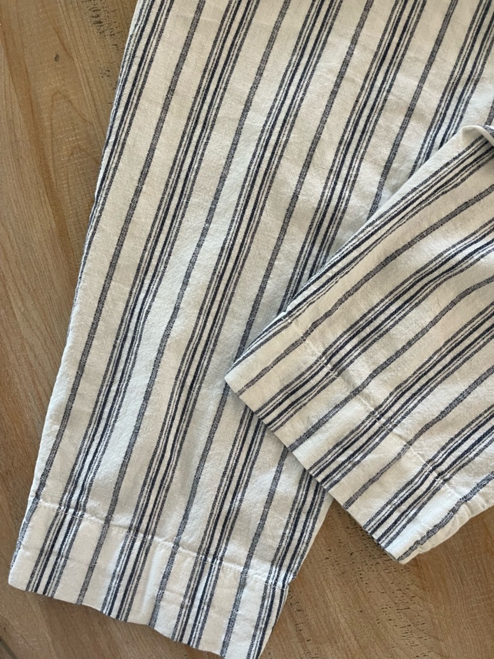 Madewell Linen Paperbag Pants Size 10 Coastal Stripe Crop Tie Waist Summer - Picture 8 of 14